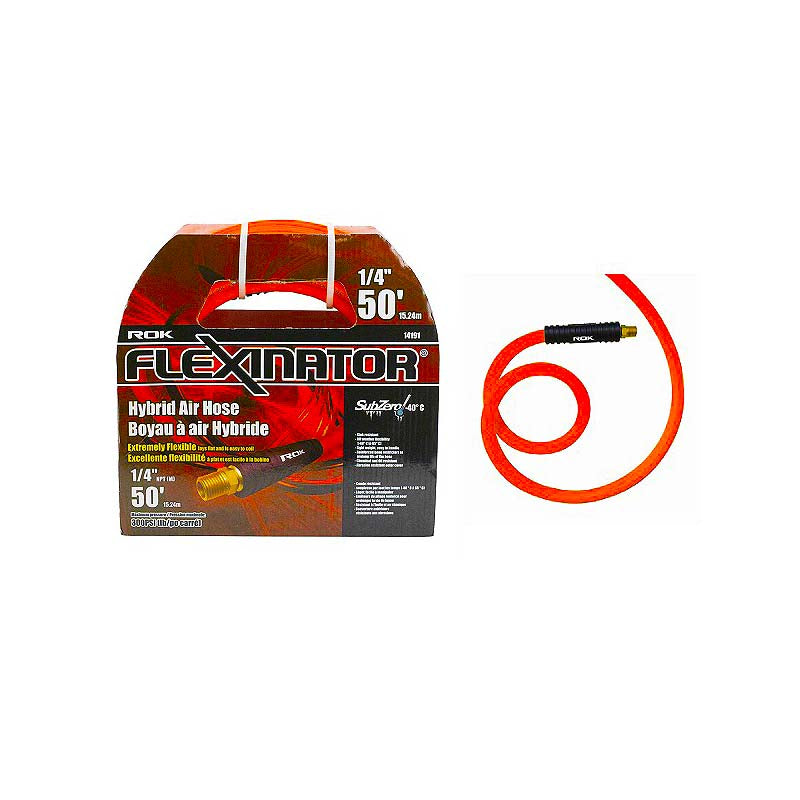 ROK 1/4in x 50' FLEXINATOR Hybrid Air Hose - Orange