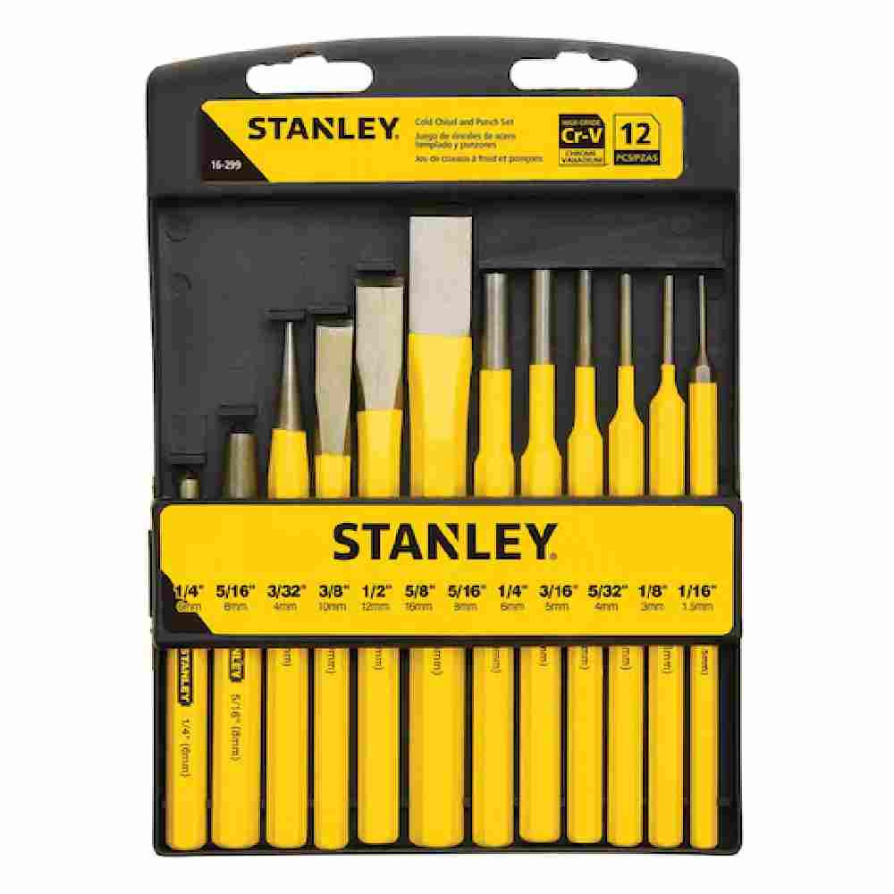 Stanley 16299 12pc Punch and Cold Chisel Kit showing in packaging