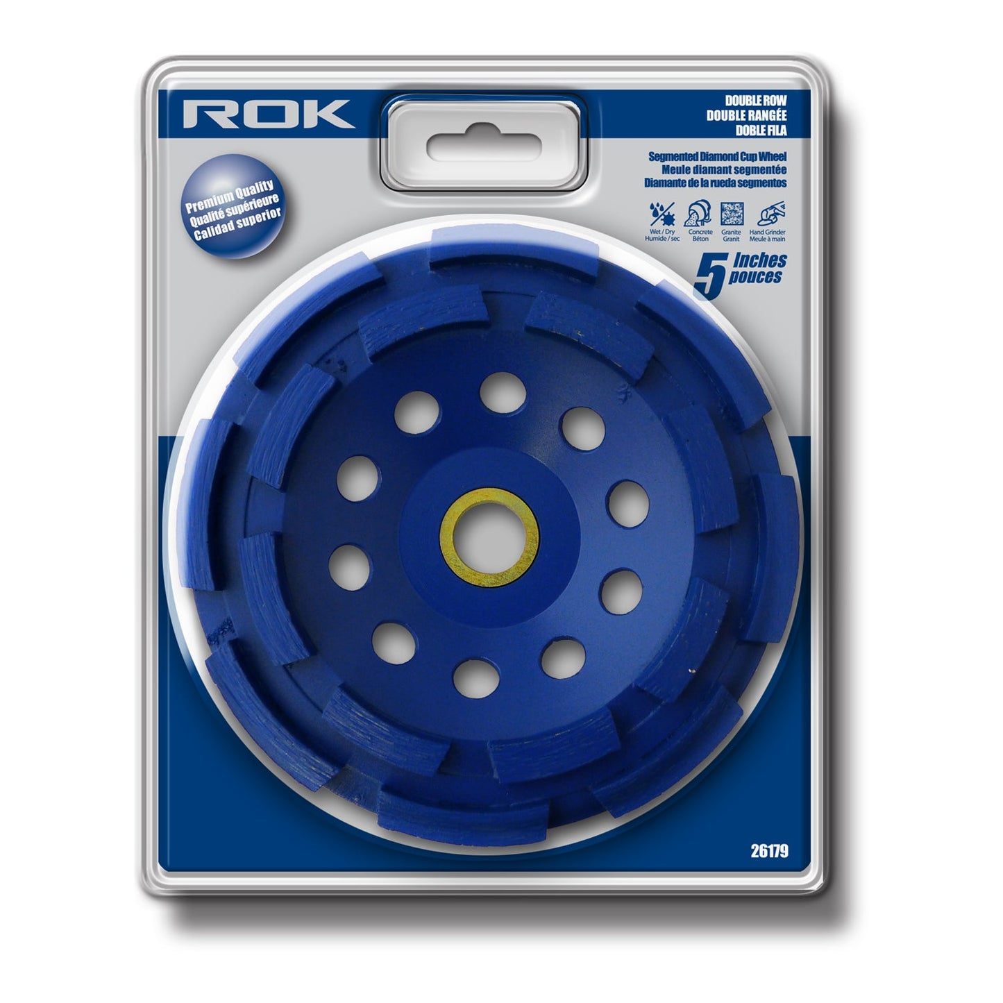 ROK 5in Double Row Segmented Diamond Cup Wheel - Pro Series