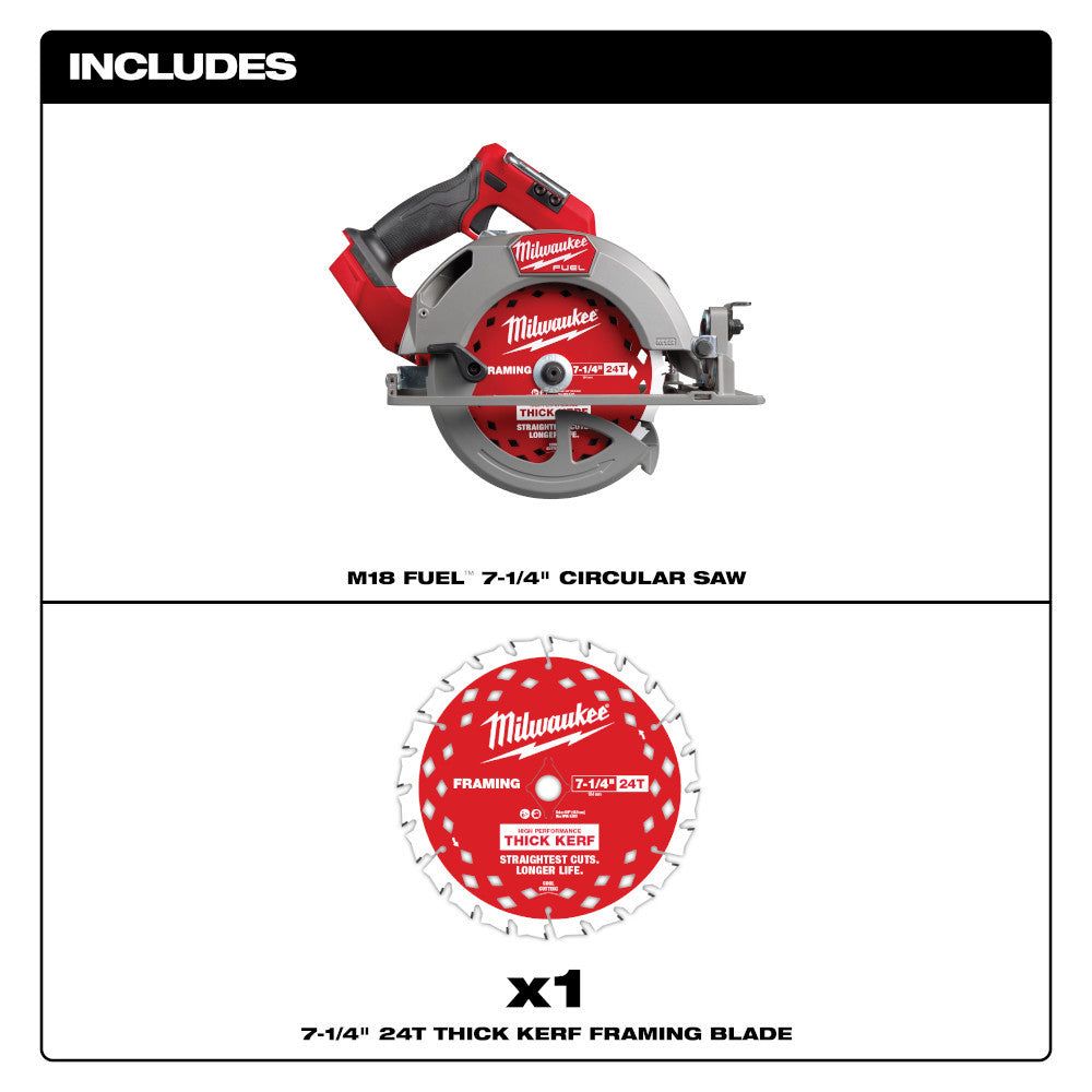 Milwaukee 2834-20 M18 FUEL Cordless Brushless 7-1/4 Inch Circular Saw (Tool Only)