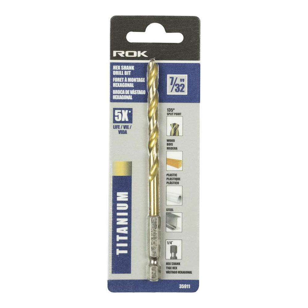 ROK 35911 7/32 Inch Hex Shank Titanium Drill Bit
