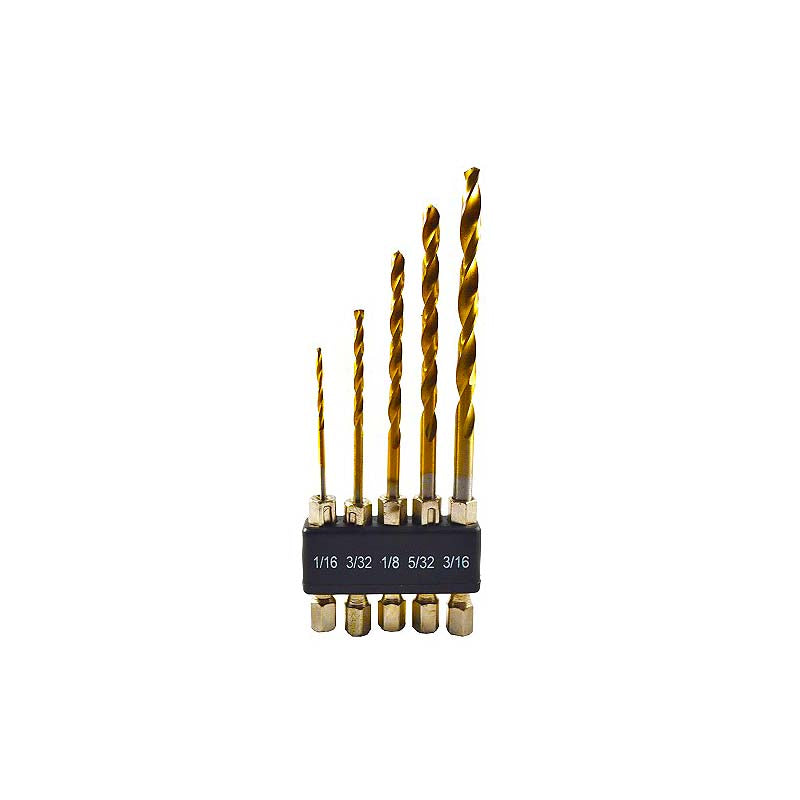 BlackSpur 5pc Hex Shank Titanium Drill Bit Set