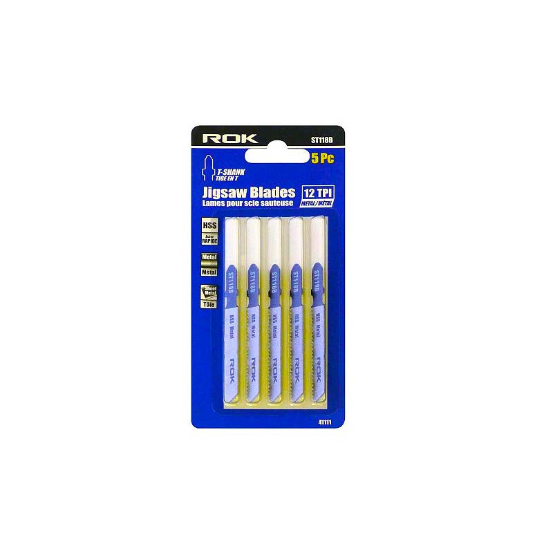 ROK 3in 12 TPI HSS T-Shank Jig Saw Blades - 5pk