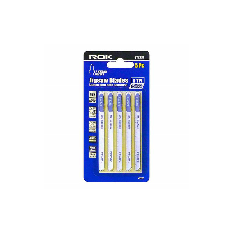 ROK 4in 8 TPI HSS T-Shank Curved Cut Jig Saw Blades - 5pk