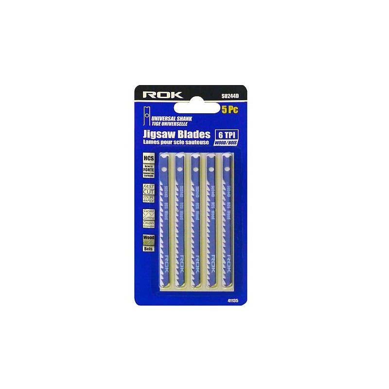 ROK 4in 6 TPI HCS U-Shank Curved Cut Jig Saw Blades - 5pk