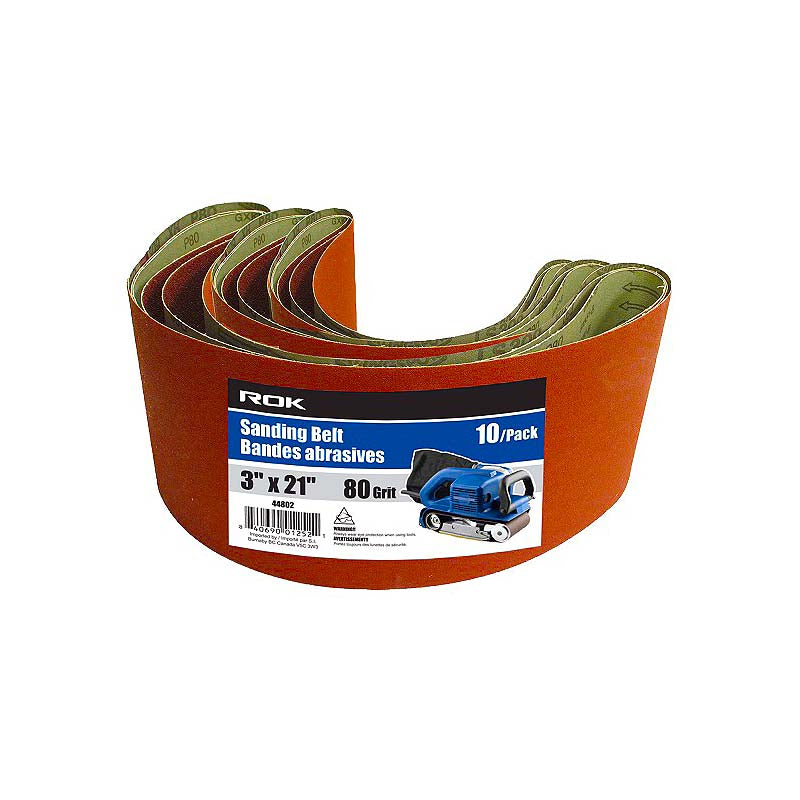 ROK 3in X 21in 80 Grit Sanding Belts - 10pk