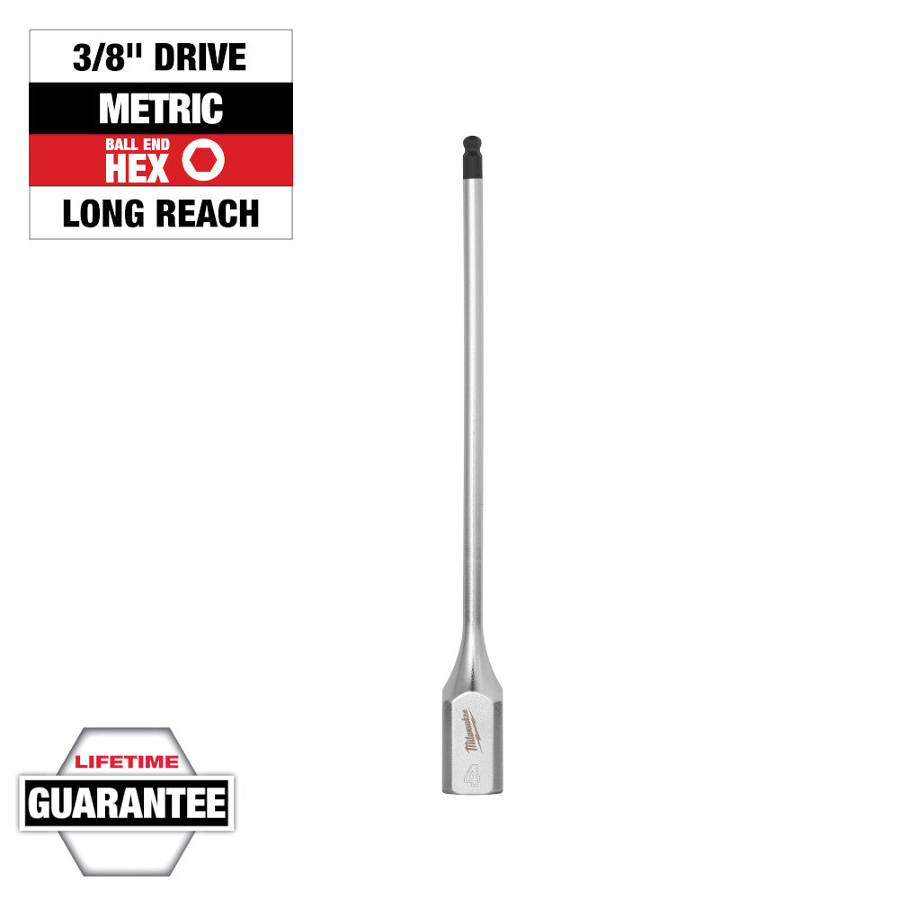 Milwaukee 4mm Long Ball End Hex Bit Socket with 3/8in Drive