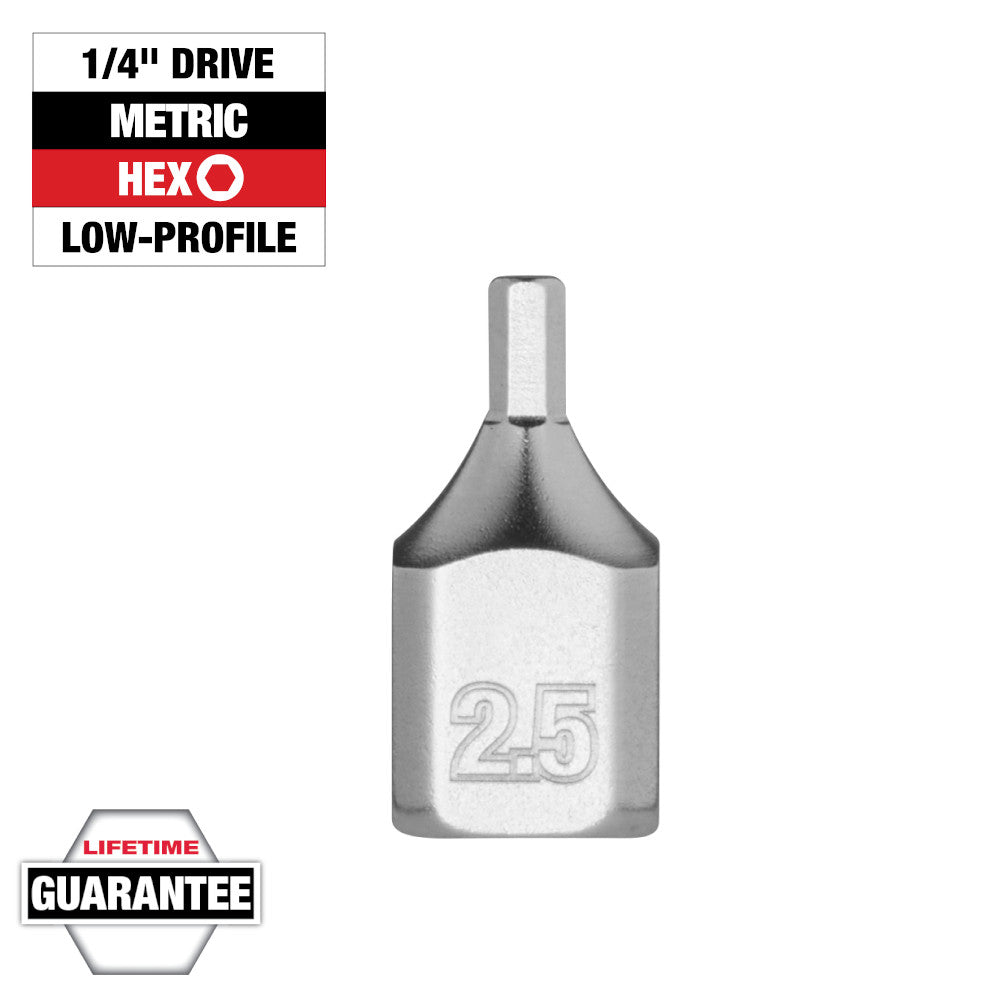 Milwaukee 1/4in Drive 2.5mm Low-Profile Hex Bit Socket