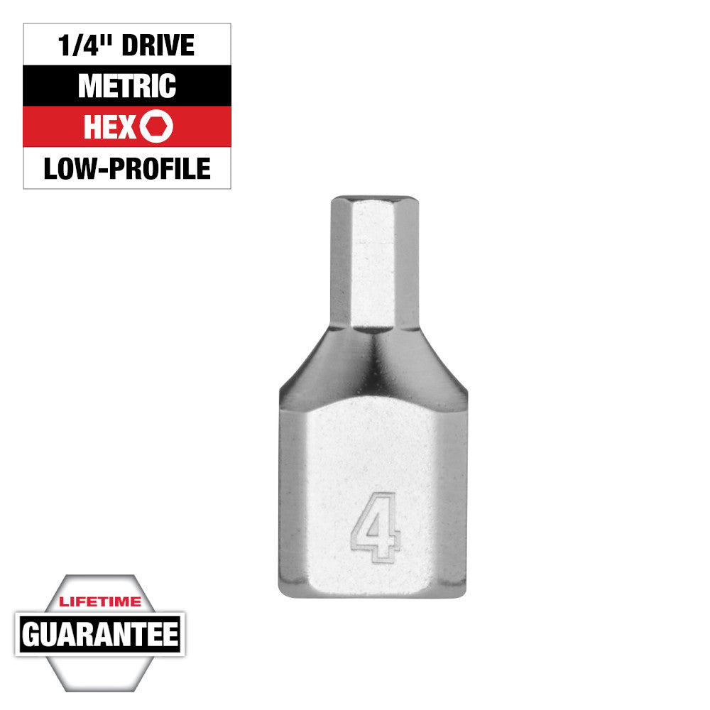 Milwaukee 1/4in Drive 4mm Low-Profile Hex Bit Socket