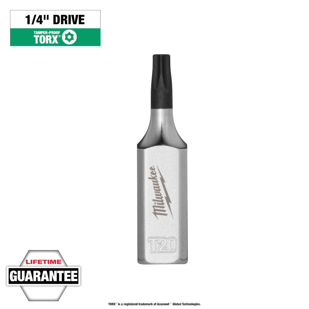 Milwaukee T20 Tamper Proof TORX Bit Socket with 1/4in Drive