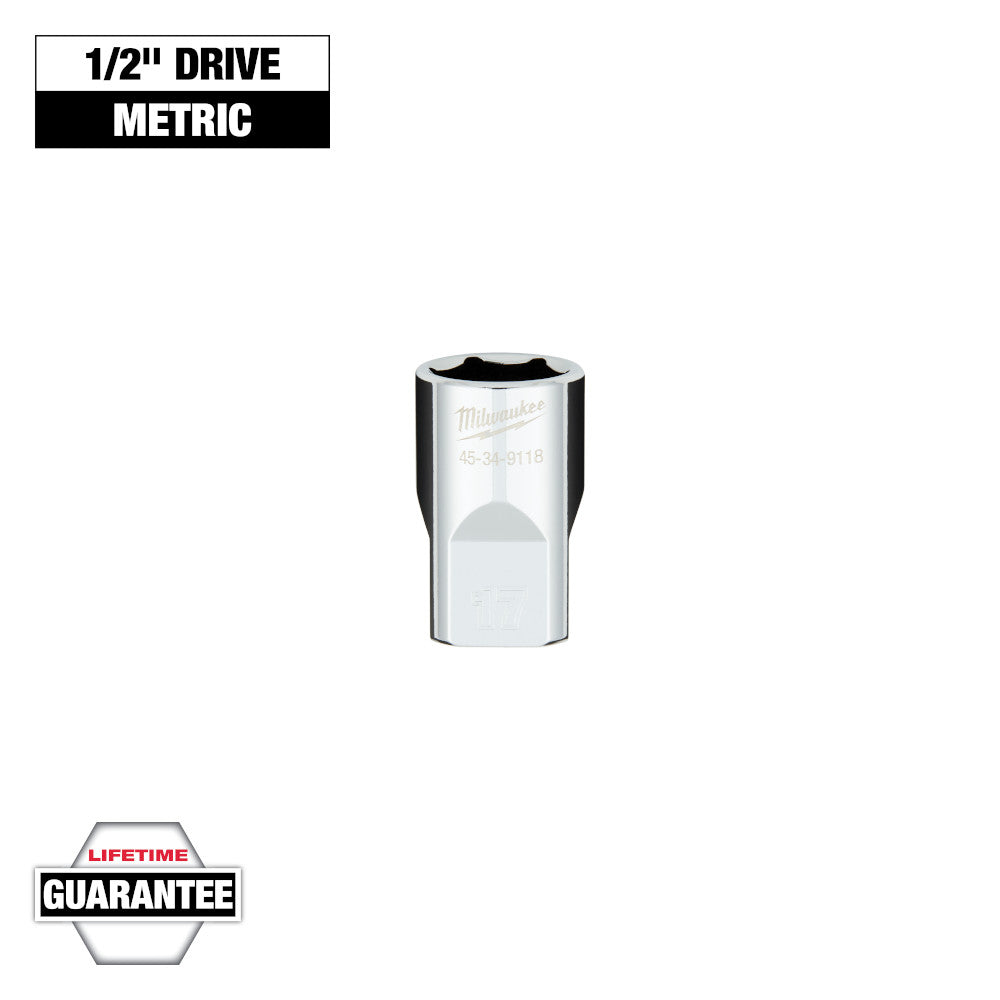Milwaukee 17mm Metric 6-Point Socket with 1/2in Drive