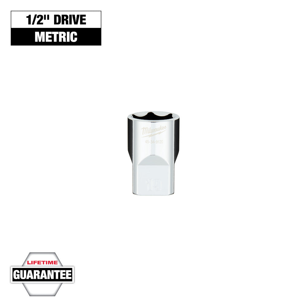 Milwaukee 19mm Metric 6-Point Socket with 1/2in Drive