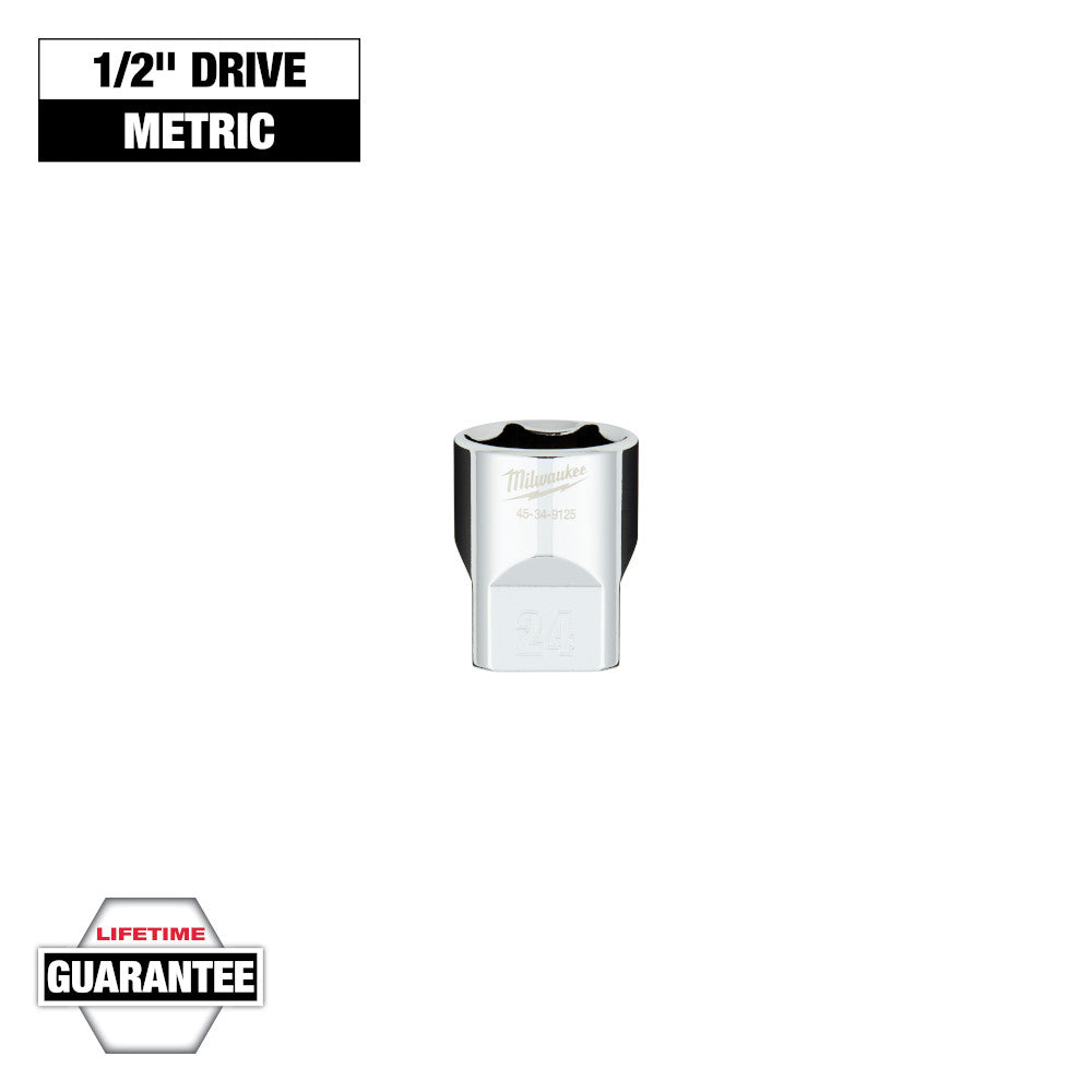 Milwaukee 24mm Metric 6-Point Socket with 1/2in Drive
