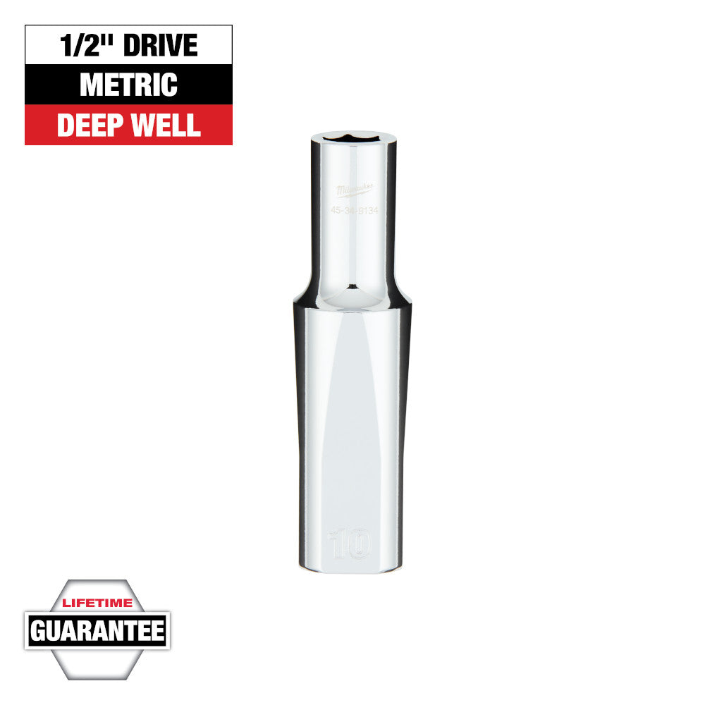 Milwaukee 10mm Metric 6-Point Deep Socket with 1/2in Drive