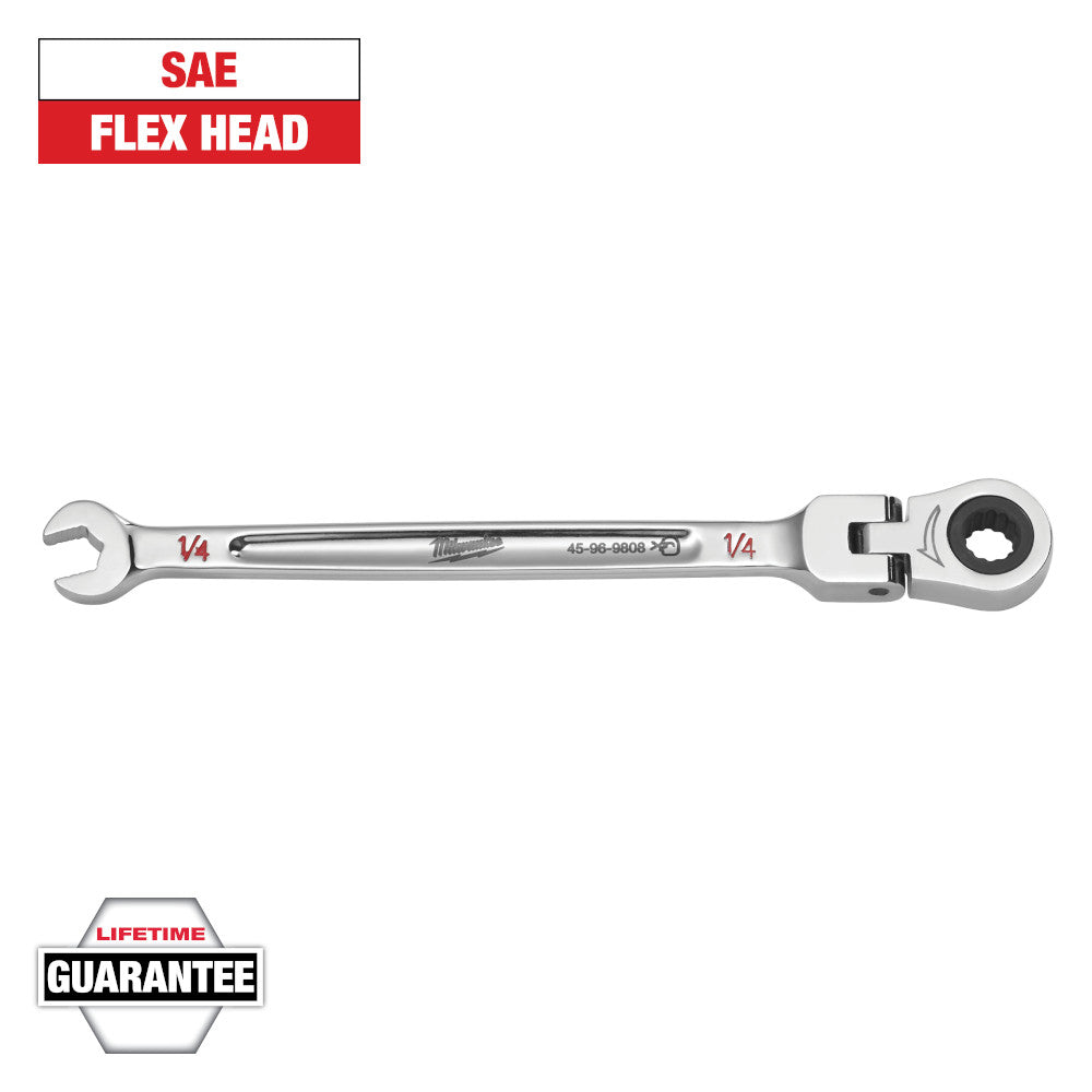 Milwaukee 1/4in SAE Flex Head Ratcheting Combination Wrench