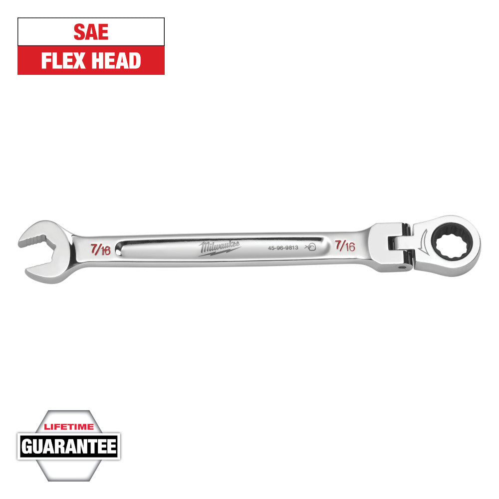 Milwaukee 7/16in SAE Flex Head Ratcheting Combination Wrench