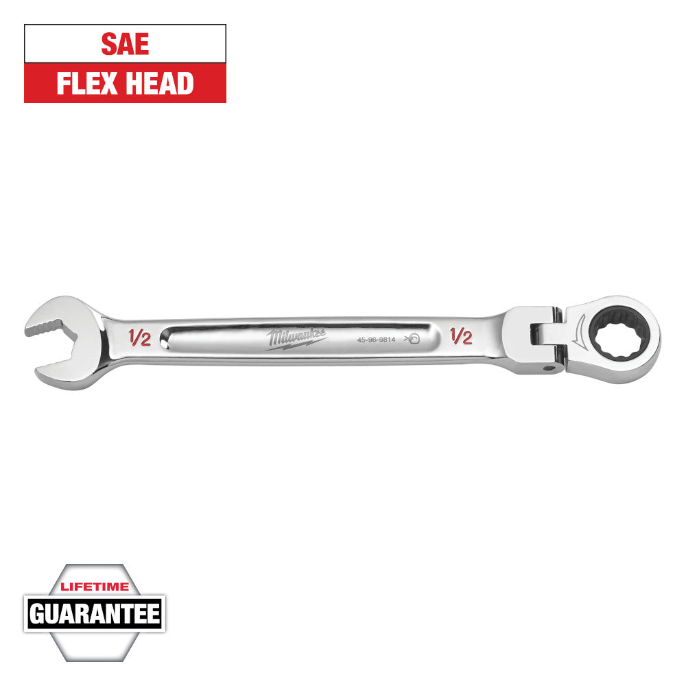 Milwaukee 1/2in SAE Flex Head Ratcheting Combination Wrench