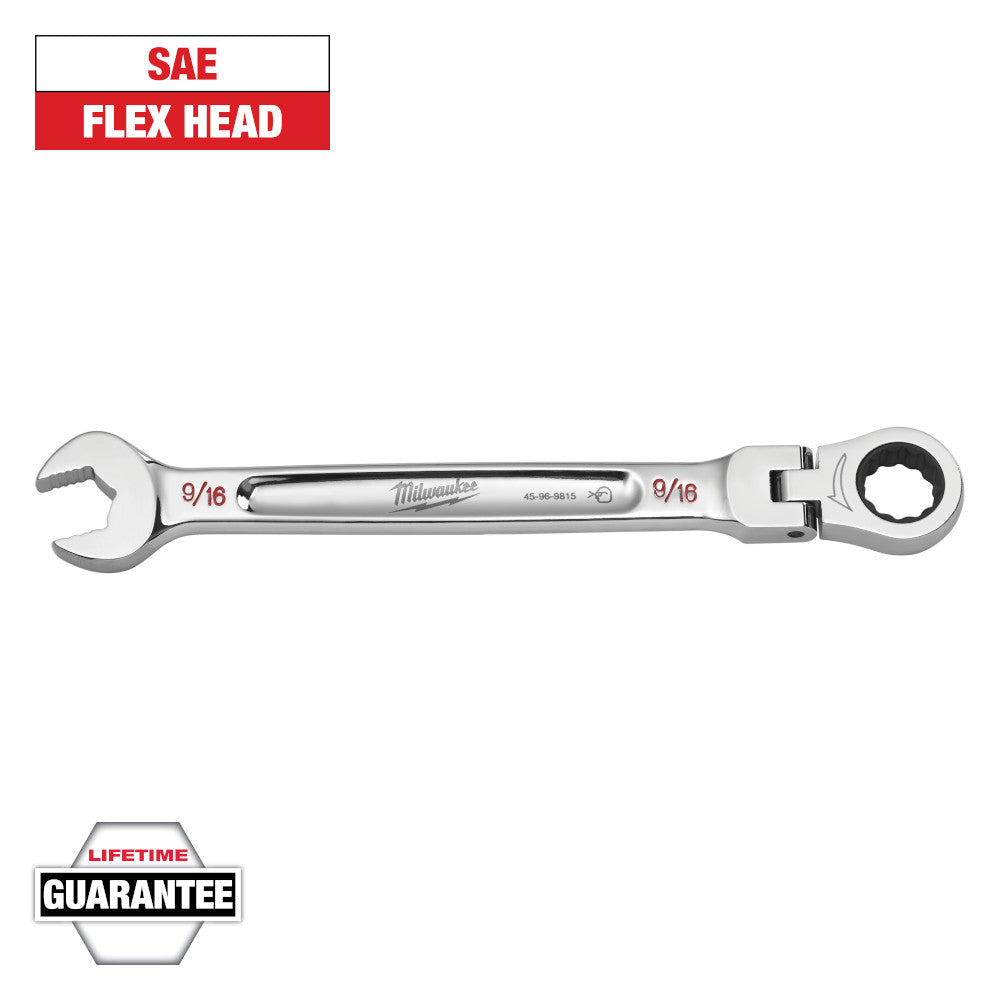 Milwaukee 9/16in SAE Flex Head Ratcheting Combination Wrench