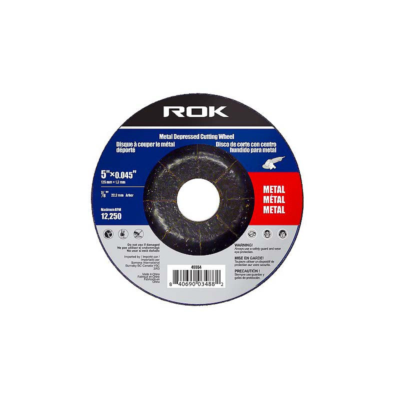 ROK 5in x 0.045in x 7/8in Depressed Cut-Off Wheel for Metal Cutting