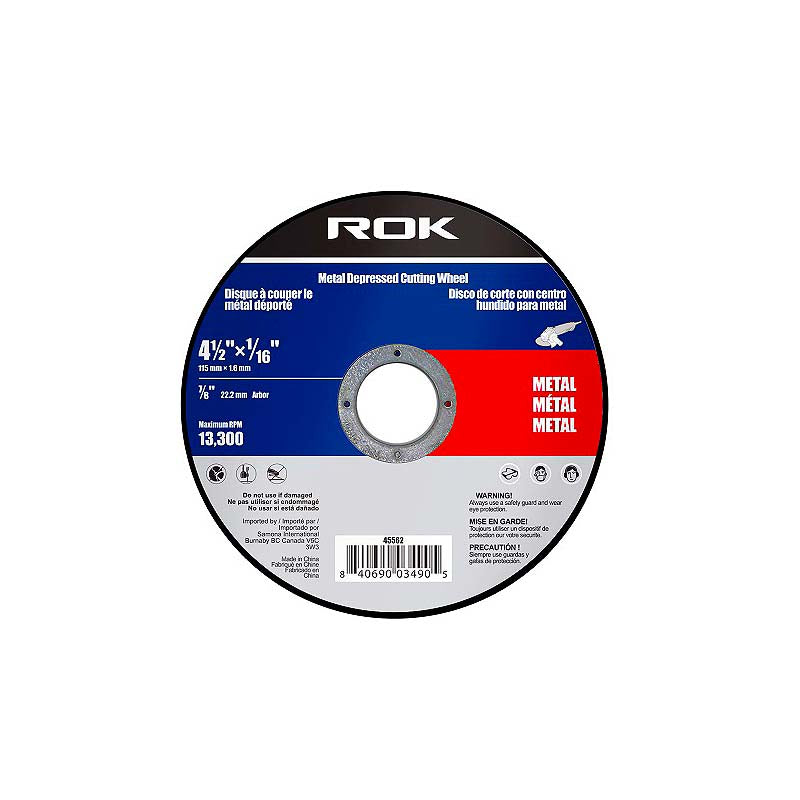 ROK 4-1/2in x 1/16in x 7/8in Depressed Cut-Off Wheel for Metal Cutting