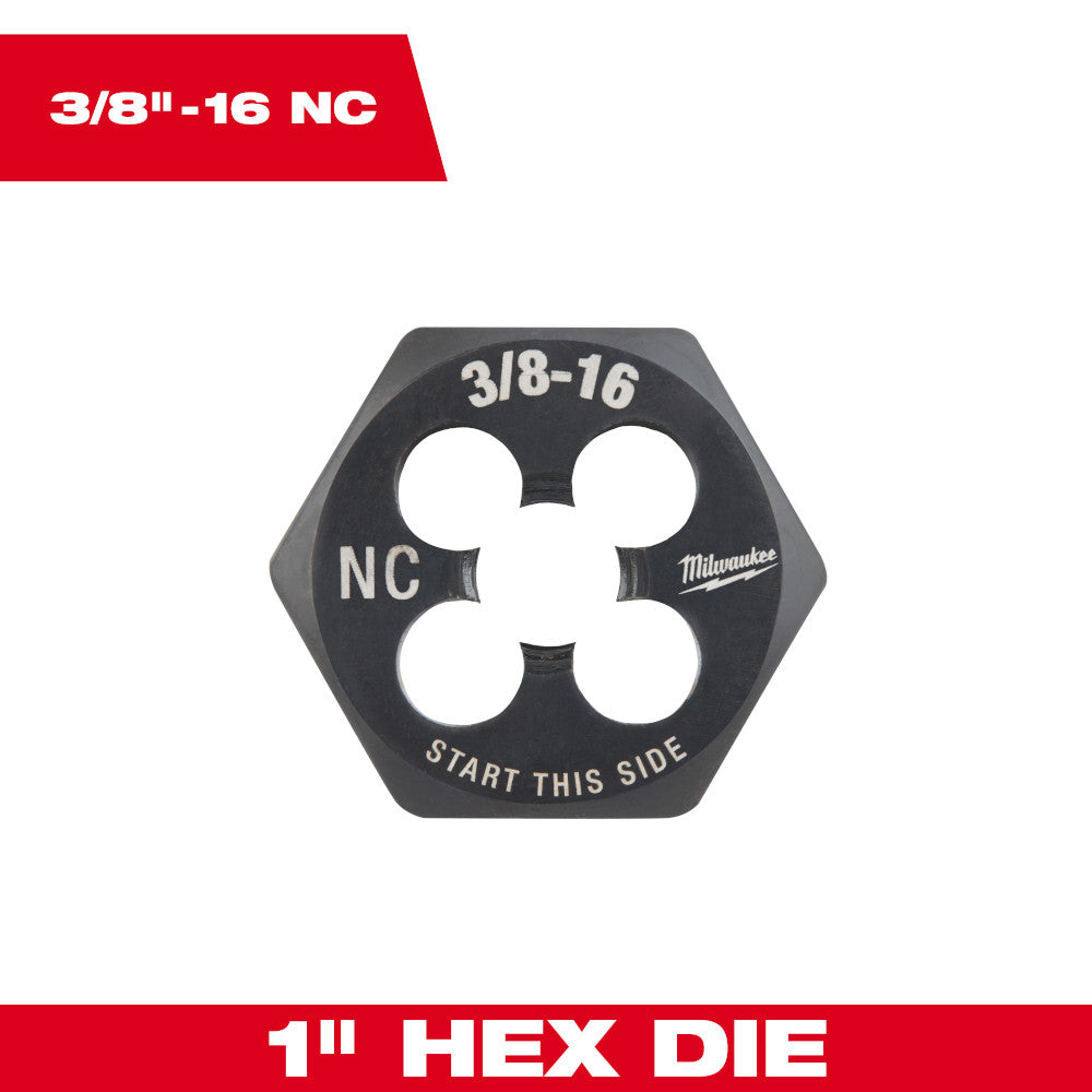 Milwaukee 3/8in-16 NC SAE 1in Hex Threading Die