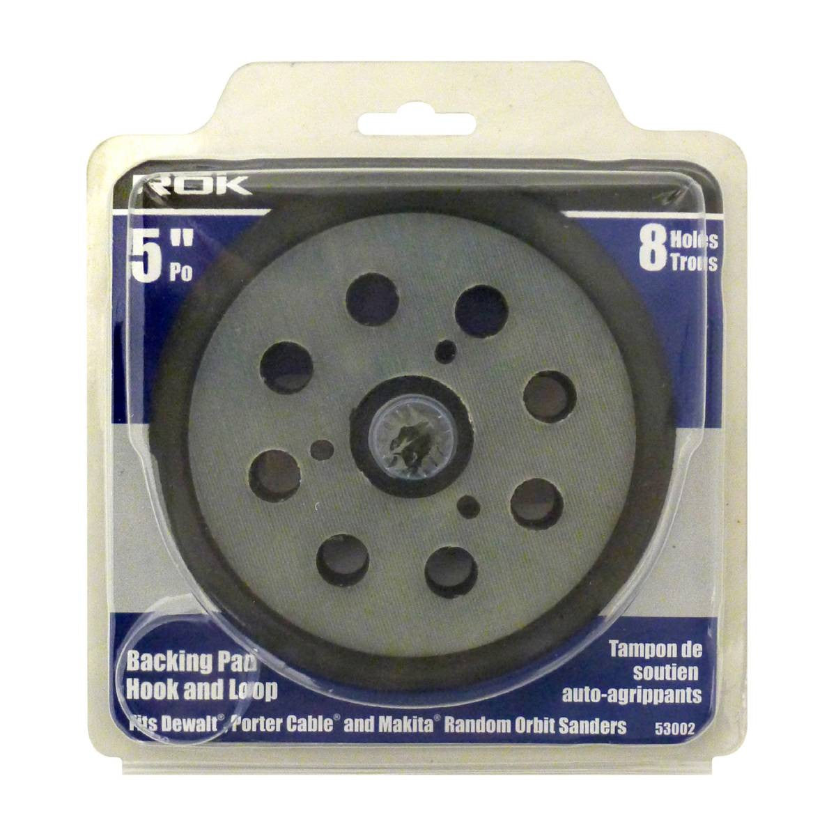 ROK 53002 5 inch Replacement Hook & Loop Backing Pad with 3 Mounting Holes