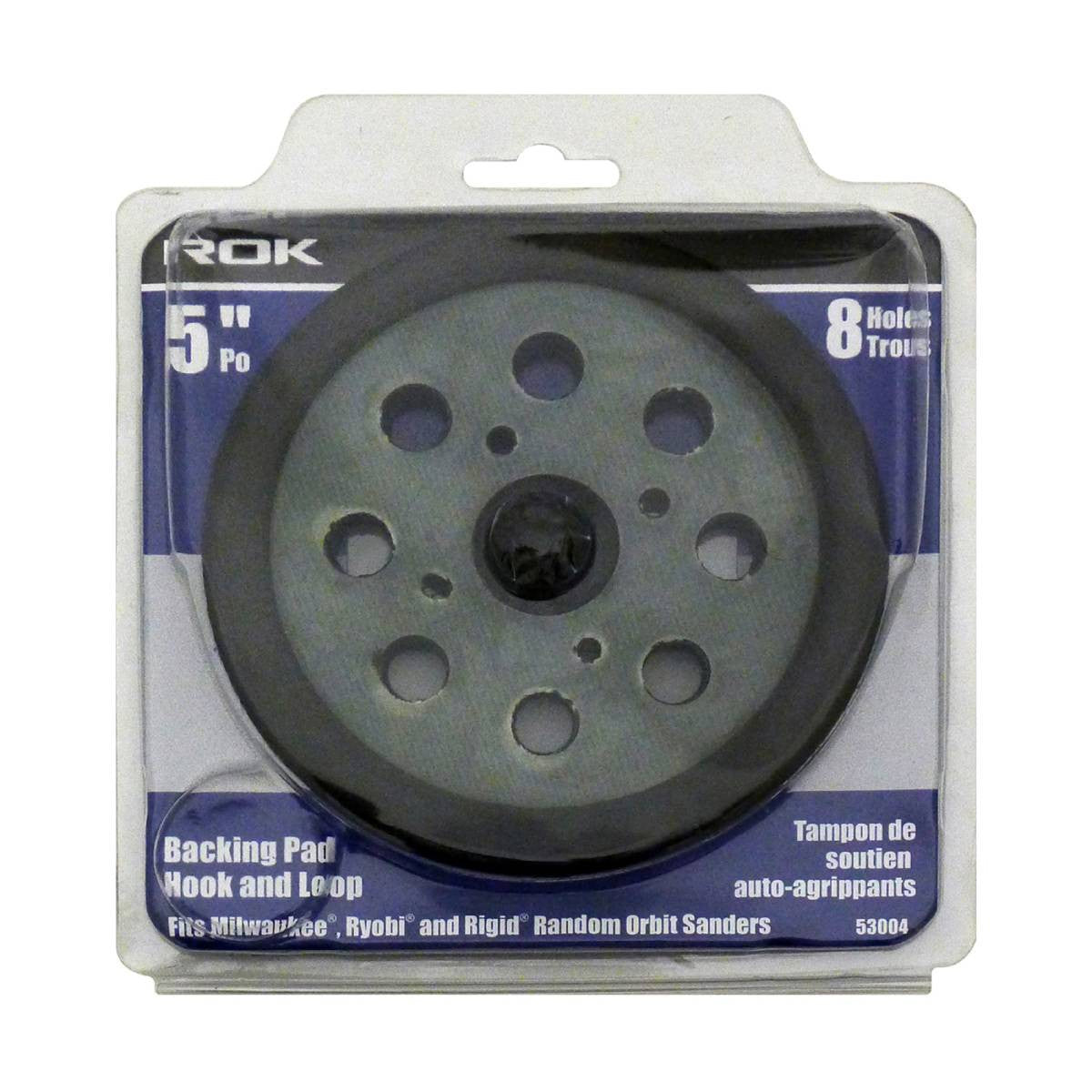 ROK 53004 5 inch Replacement Hook & Loop Backing Pad with 4 Mounting Holes