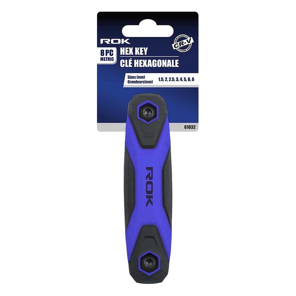 ROK 8pc Folding Metric Hex Key Set
