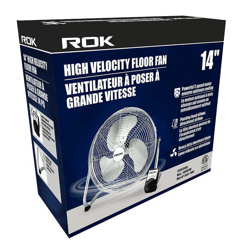 ROK 14in High Velocity Floor Fan