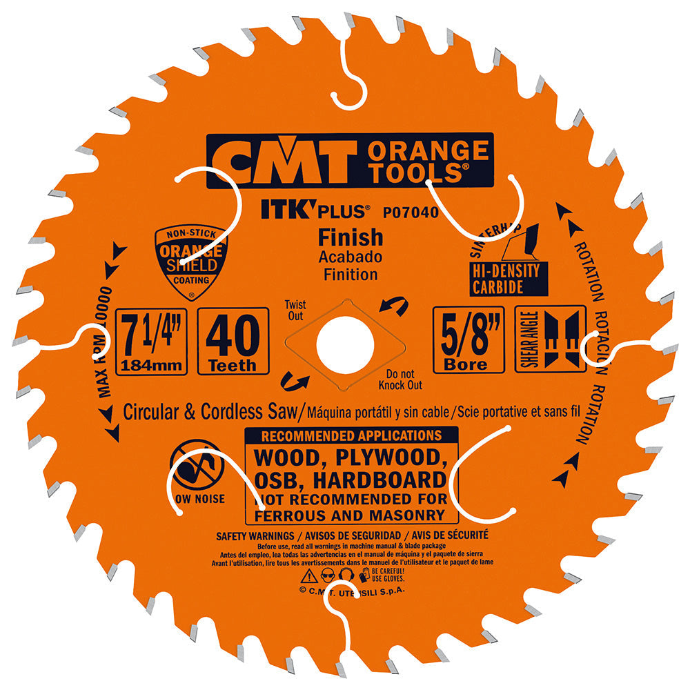 CMT 7-1/4in x 40T ITK Plus Finish Saw Blade