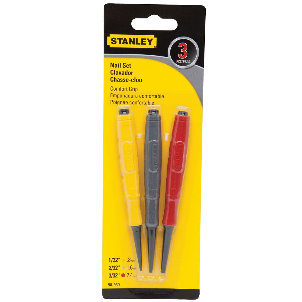 Stanley 3pc DynaGrip Cushion Grip Nail Set