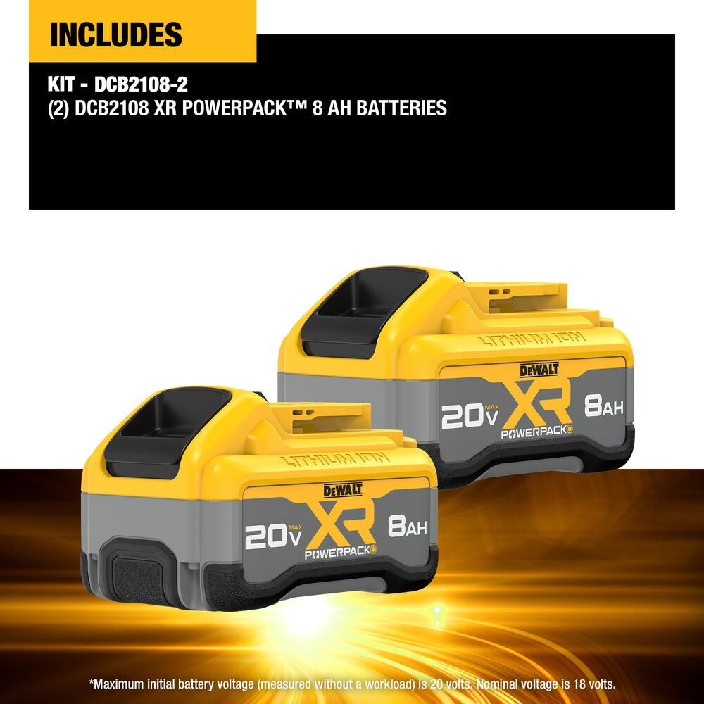 DeWalt DCB2108-2 20V MAX XR POWERPACK 8.0 Ah Battery - 2pk