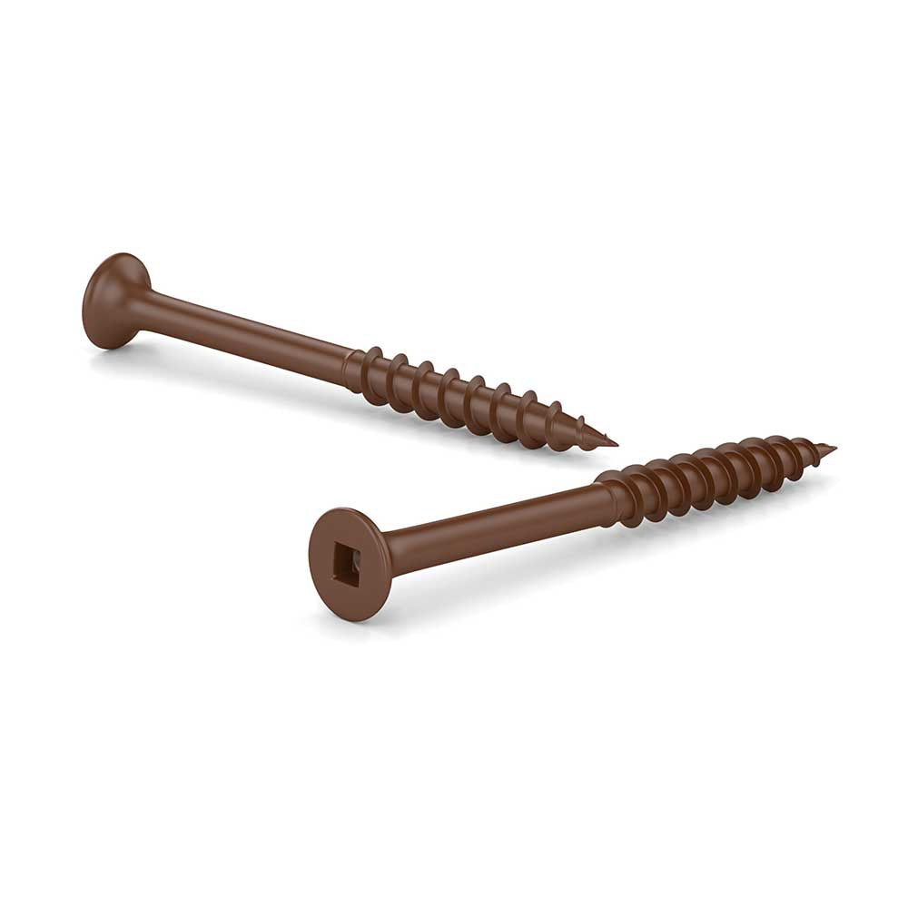 #10 x 3-1/2in Brown Deck Screws with Flat Head Square Drive - 9lb