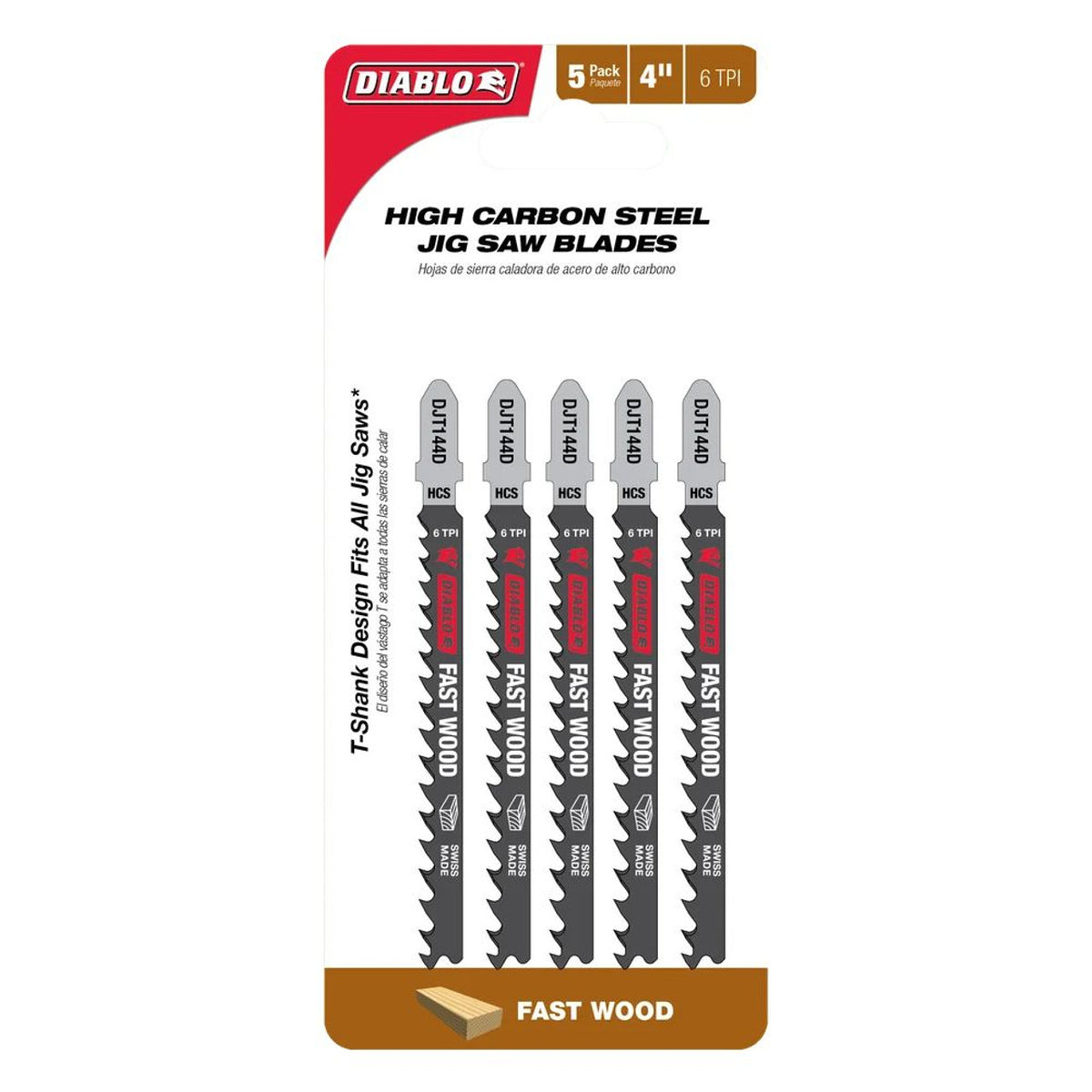 Bosch 4in 6 TPI Speed for Wood T-Shank Jig Saw Blades - 5pk