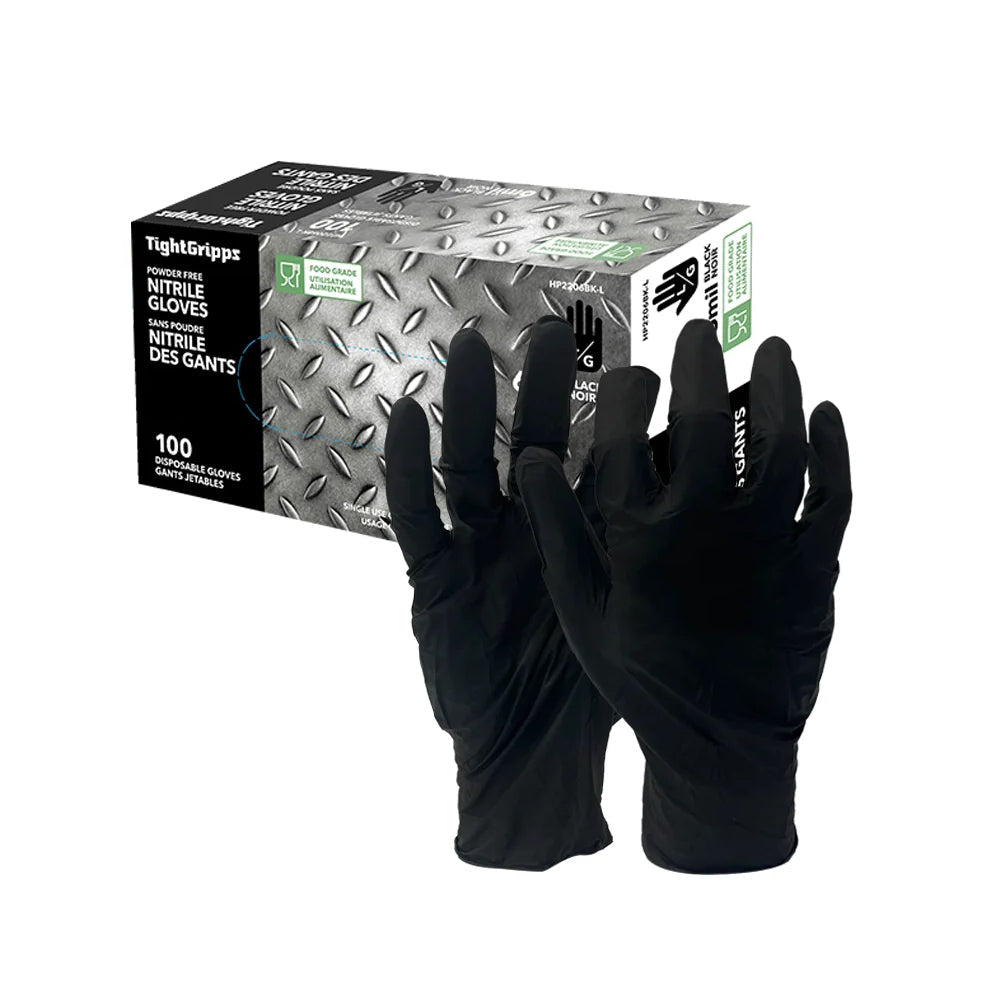 HTT Safety Nitrile Gloves (Black) - 50pk - Extra Large