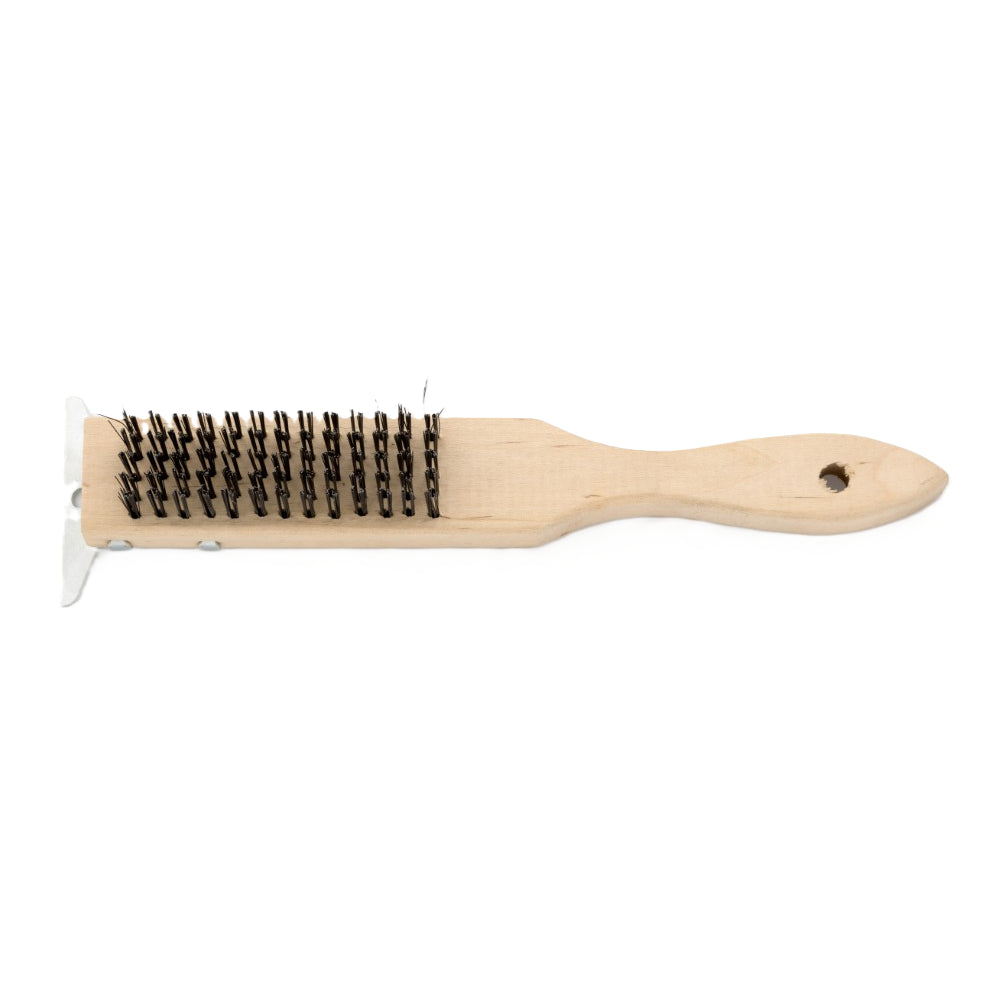 SIMMS Wire Scratch Brush with Scraper on Wood Handle