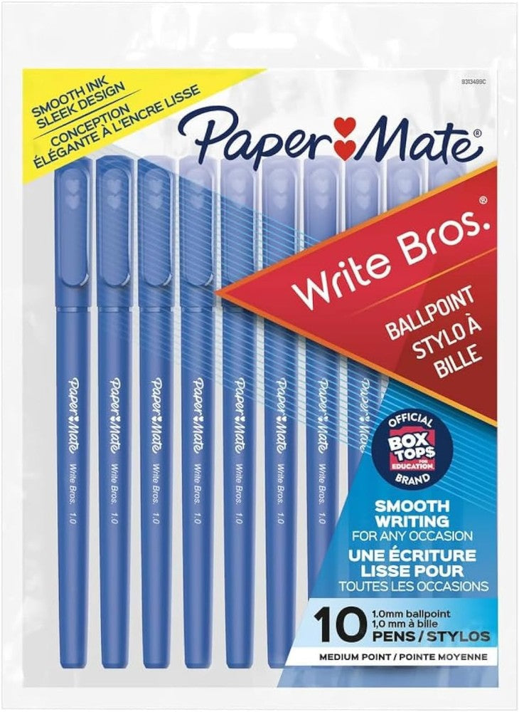 Paper Mate Write Bros Blue Ball Point Pens - 10pk