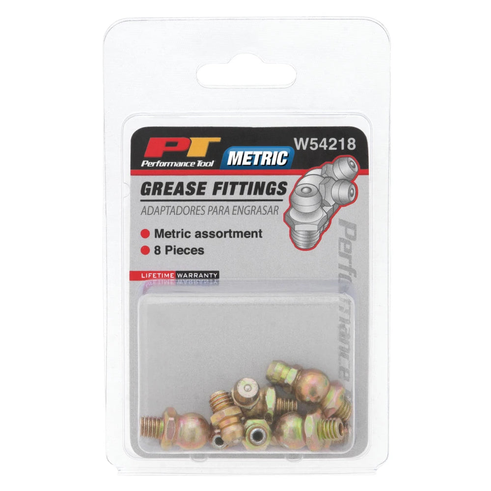 Performance Tool 8pc Metric Grease Fittings Set