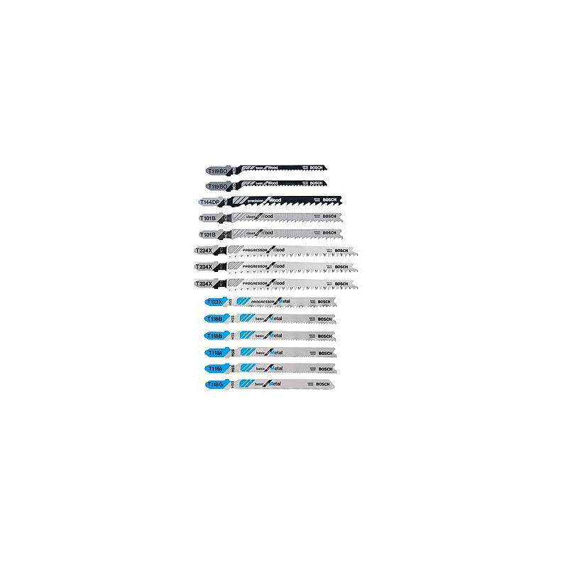 Bosch 14pc T-Shank Jig Saw Blades for Wood, Laminate and Metal Set