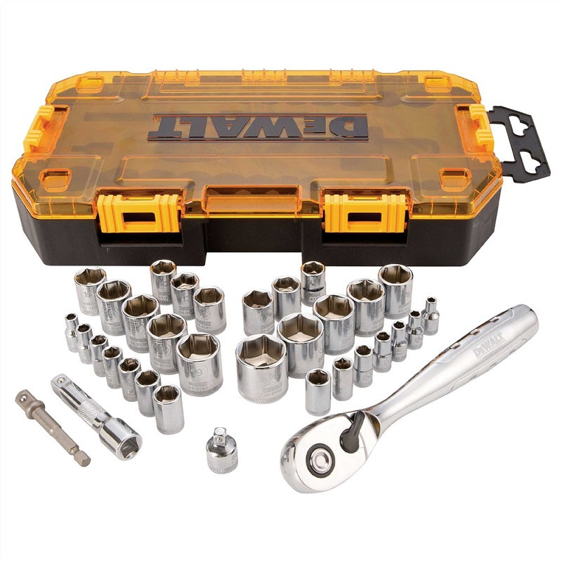 DeWalt 34pc 1/4in & 3/8in Drive SAE/Metric Socket Set with Case