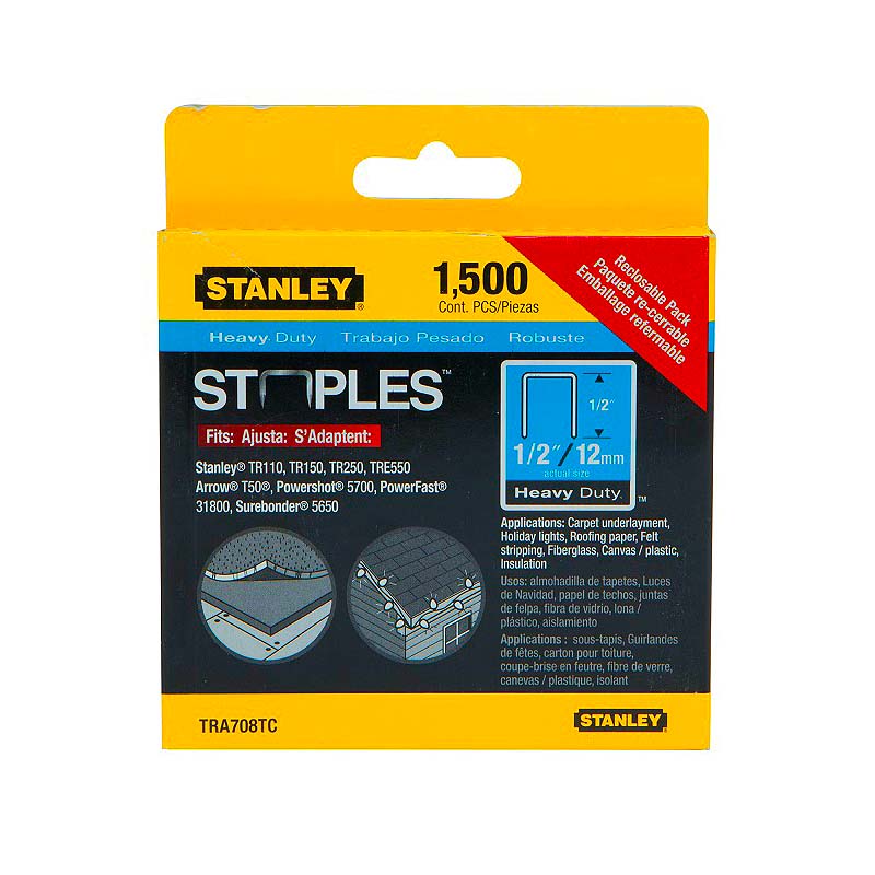 Stanley 1/2in Heavy-Duty Staples - 1,500pk
