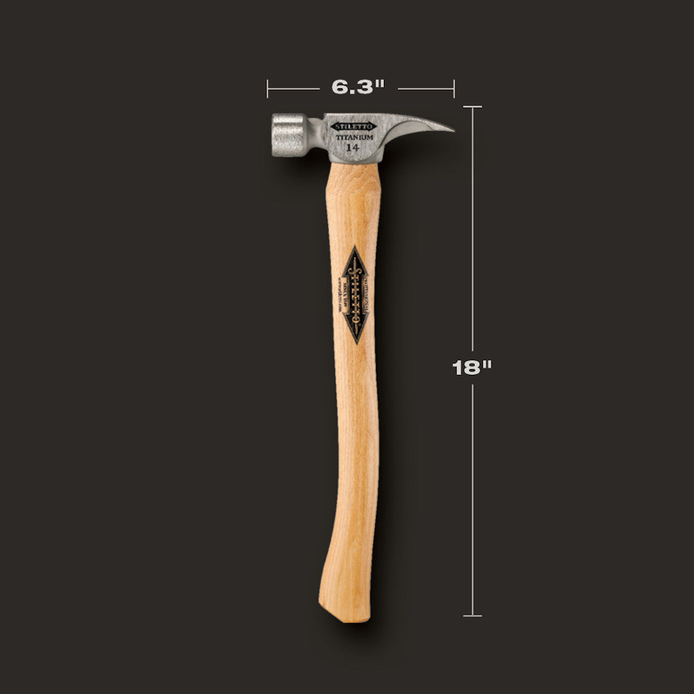 Stiletto TI14SC 14oz Titanium Smooth Face Framing Hammer with 18 inch Curved Hickory Handle