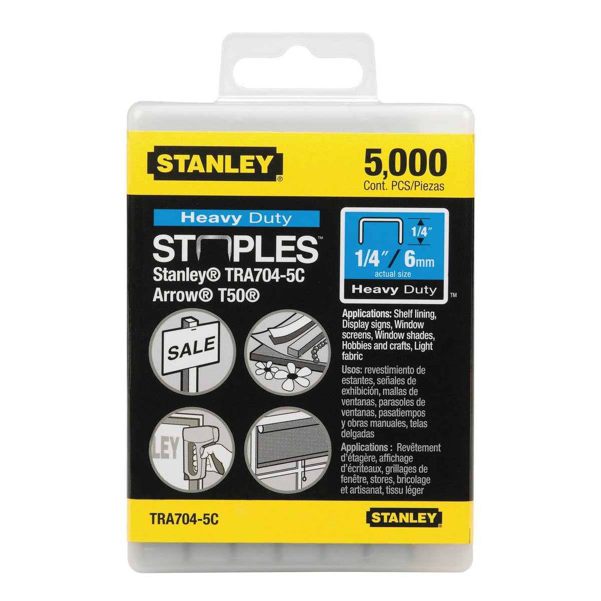Stanley TRA704-5C 1/4 Inch Heavy-Duty Staples - 5000 pcs