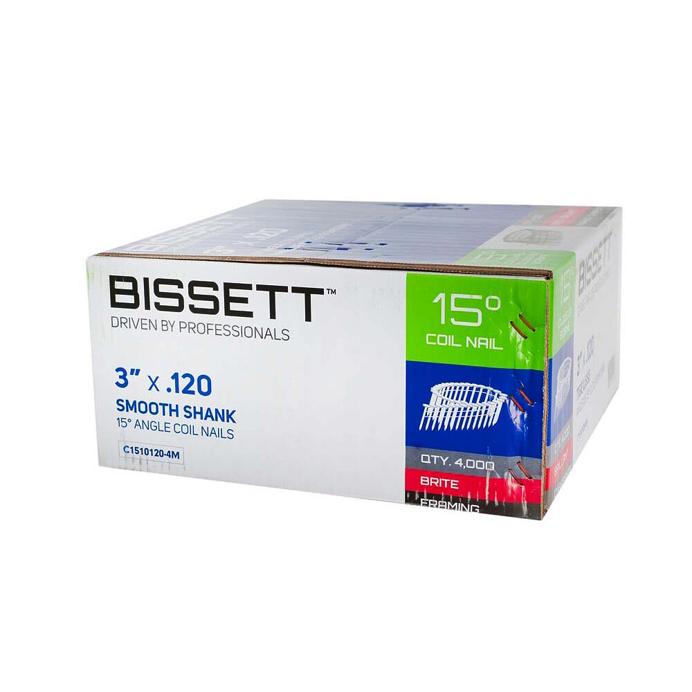 Bissett Coil Nails 3in.120 15D Smooth