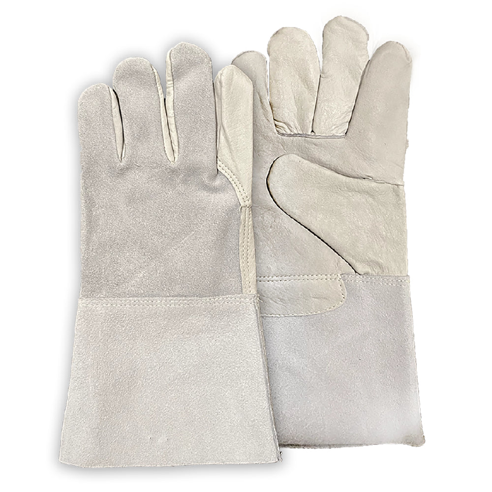 HTT Safety Long Cuff Cow Grain/Split AB Grade Welding Gloves