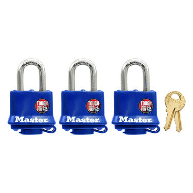 Master Lock 1-9/16in Wide Covered Laminated Steel Warded Padlocks - 3pk