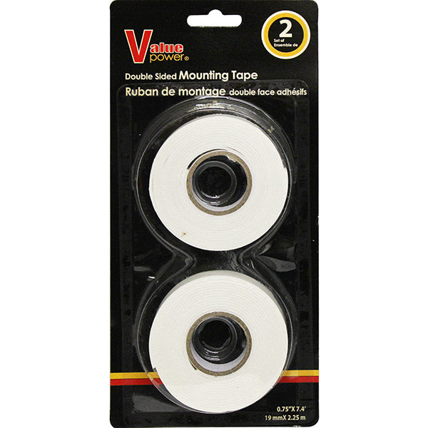 Value Power 2.25M Double Sided Mounting Tape - 2pk