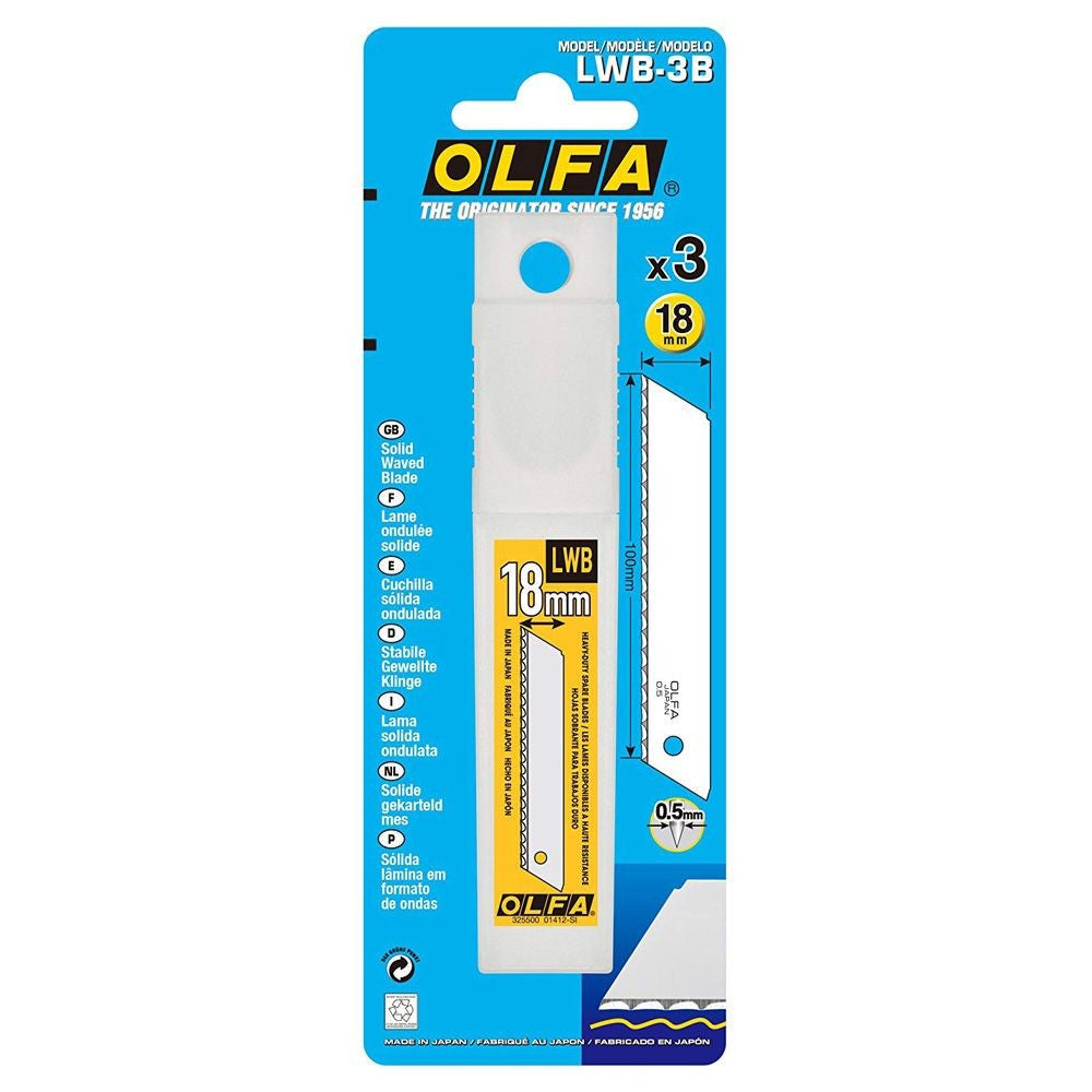OLFA LWB-3B 18mm Heavy-Duty Solid-Waved Insulation Cutting Blades 3pk