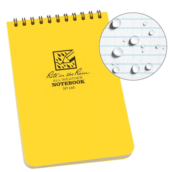 Ritein the Rain All-Weather 4in x 6in Top Spiral Pocket Yellow Notebook