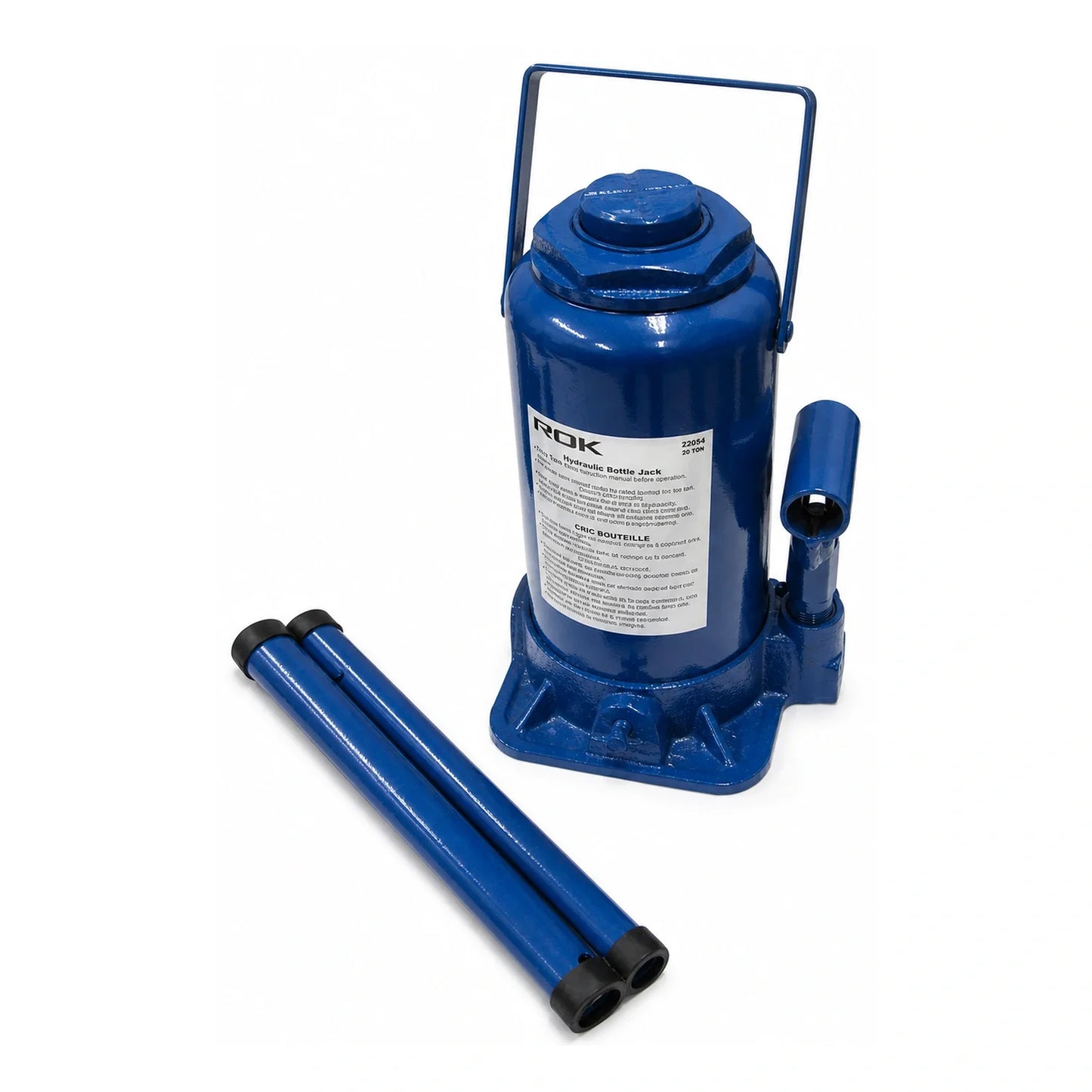 ROK 22054 20-ton hydraulic bottle jack with pump handle on a white background